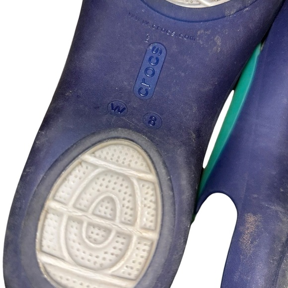 CROCS Women's Isabella Strappy Sandal Open Toe blue teal flats shoes size 8 - Picture 6 of 6